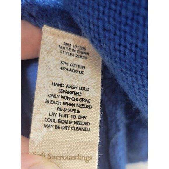 Soft Surroundings Royal Blue Full Zip Chunky Knit Hooded Long Line Sweater Sz S - Picture 14 of 14